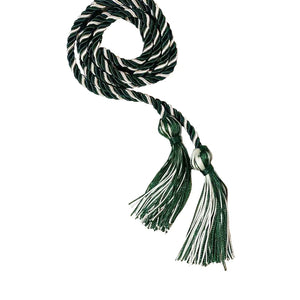 Hunter Green and White Intertwined Honor Cord Graduation Honor Cord - College & High School Honor Cords