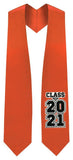 Orange "Class of 2021" Graduation Stole - Graduation Attire