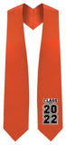 Orange "Class of 2021/2022" Graduation Stole