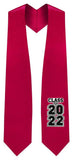 Red "Class of 2021/2022" Graduation Stole