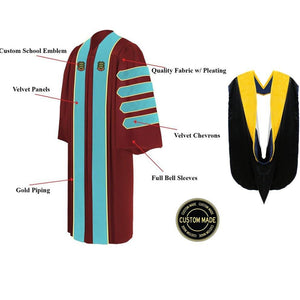 Custom Doctoral Graduation Gown and Hood Package - Doctorate Regalia - Graduation Cap and Gown