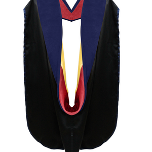 PhD Blue Doctoral Hood - Red & Golden Yellow