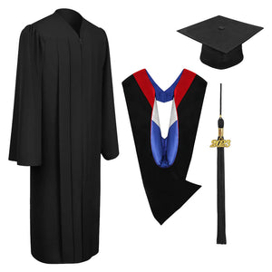 Matte Black Bachelors Cap, Gown, Tassel & Hood Package