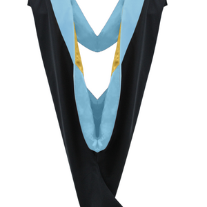 Deluxe Bachelor/Master Hood - Light Blue Velvet, Light Blue & Golden Yellow