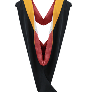 Deluxe Bachelor/Master Hood - Science Gold Velvet, Red & White