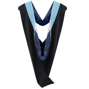 Deluxe Bachelor/Master Hood - Light Blue Velvet, Navy & White