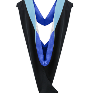 Deluxe Bachelor/Master Hood - Light Blue Velvet, Royal Blue & White