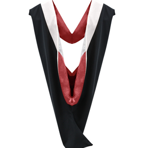 Deluxe Bachelor/Master Hood - White Velvet, Red & White