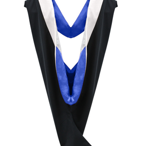 Deluxe Bachelor/Master Hood - White Velvet, Royal Blue & White