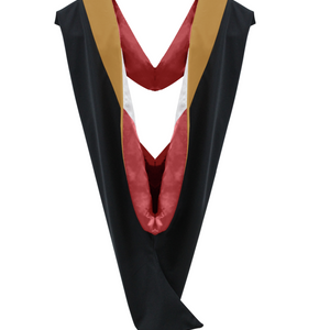 Deluxe Bachelor/Master Hood - Drab Velvet, Red & White