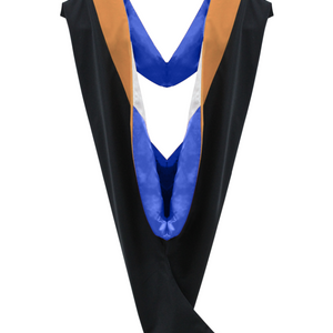 Deluxe Bachelor/Master Hood - Apricot Velvet, Royal Blue & White