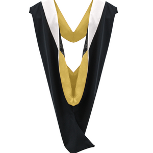 Deluxe Bachelor/Master Hood - White Velvet, Golden Yellow & Black