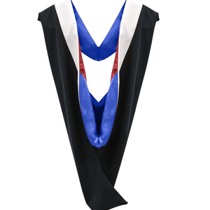 Deluxe Bachelor/Master Hood - White Velvet, Royal Blue & Red