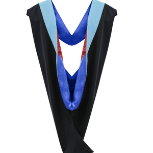 Deluxe Bachelor/Master Hood - Light Blue Velvet, Royal Blue & Red