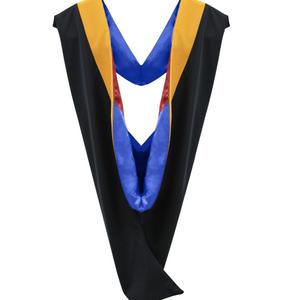 Deluxe Bachelor/Master Hood - Science Gold Velvet, Royal Blue & Red