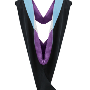 Deluxe Bachelor/Master Hood -Light Blue Velvet, Purple & White