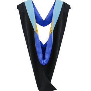 Deluxe Bachelor/Master Hood - Light Blue Velvet, Royal Blue & Golden Yellow