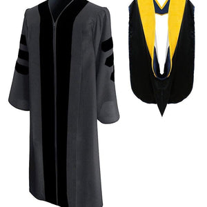 Classic Doctoral Graduation Gown & Hood Package - Graduation Cap and Gown