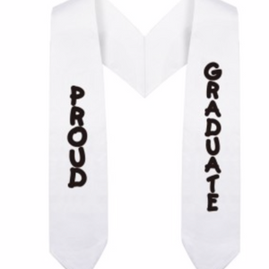 White Imprinted Preschool / Kindergarten Graduation Stole - Graduation Cap and Gown