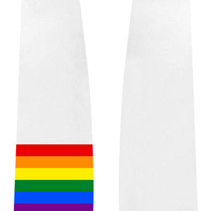 Rainbow LGBTQ Gay Queer Graduation White Sash/Stole