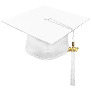 Matte White High School Cap & Tassel - Graduation Caps