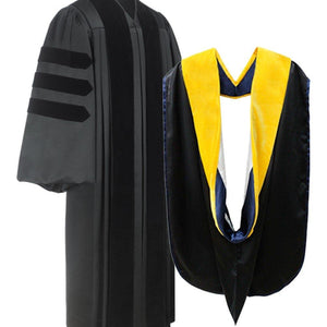 Deluxe Doctoral Graduation Gown & Hood Package - Graduation Cap and Gown