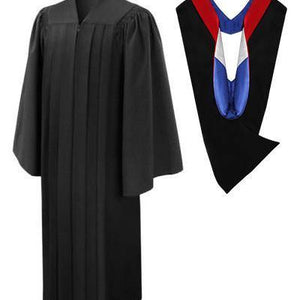 Deluxe Black Bachelors Gown & Hood Package - Graduation Cap and Gown