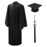 Deluxe Black High School Graduation Cap & Gown - Fluted Cap & Gown