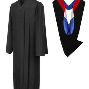Matte Black Bachelors Gown & Hood Package - Graduation Cap and Gown
