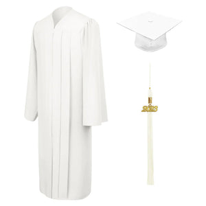 Matte White High School Graduation Cap and Gown