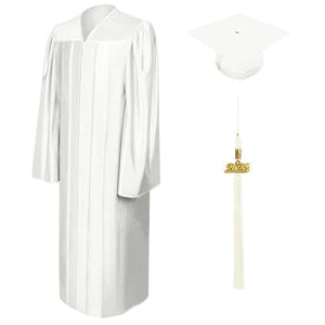 Shiny White High School Cap and Gown