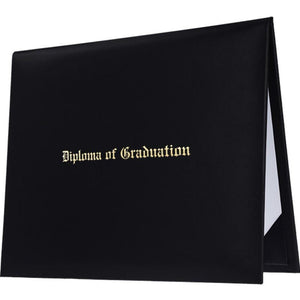 Black Imprinted Diploma Cover - High School Diploma Covers - Graduation Cap and Gown