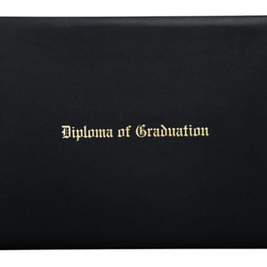 Black Imprinted Diploma Cover - High School Diploma Covers - Graduation Cap and Gown