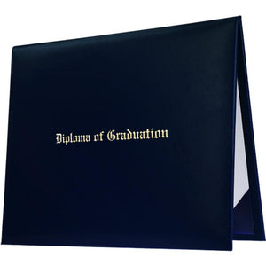 Navy Blue Imprinted Diploma Cover - High School Diploma Covers - Graduation Cap and Gown