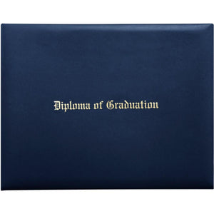 Navy Blue Imprinted Diploma Cover - High School Diploma Covers - Graduation Cap and Gown