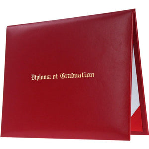 Red Imprinted Diploma Cover - High School Diploma Covers - Graduation Cap and Gown