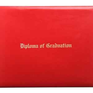 Red Imprinted Diploma Cover - High School Diploma Covers - Graduation Cap and Gown