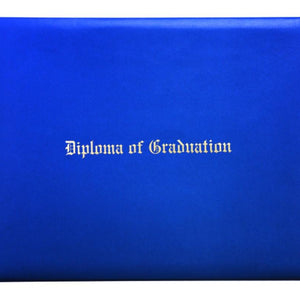 Royal Blue Imprinted Diploma Cover - High School Diploma Cover - Graduation Cap and Gown