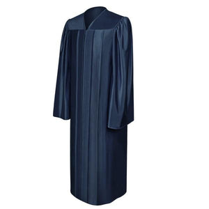 Shiny Navy Blue High School Graduation Gown - Graduation Cap and Gown