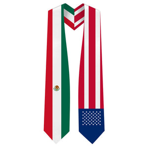Mixed USA & Mexico Graduation Stole - Mixed USA & Mexico Flag Sash