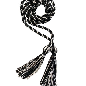 Black and White Intertwined Honor Cord Graduation Honor Cord - College & High School Honor Cords
